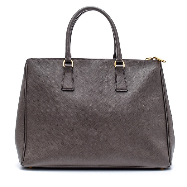 Prada - Dark Grey Saffiano Leather Medium Double Zip Tote Bag